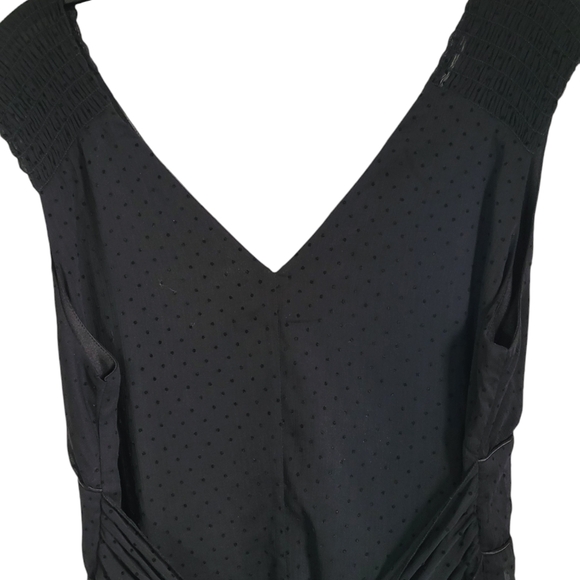 Bisou Bisou LBD Swiss Dot Sleeveless V Neck Elastic Waist w/Tie Belt Sz 14 - Picture 9 of 10